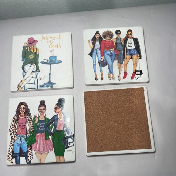 Rongrong DeVoe 4 coasters Girl Power Friends Fashionista Goals Fashion‎ Inspire - Picture 2 of 5